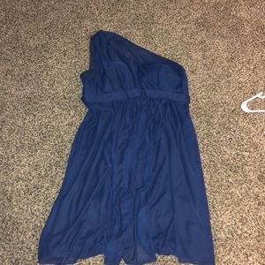 Size 14 David’s Bridal one shoulder navy dress